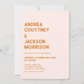 Crème en Sinaasappel Retro Boho Bruiloft Kaart (Voorkant)