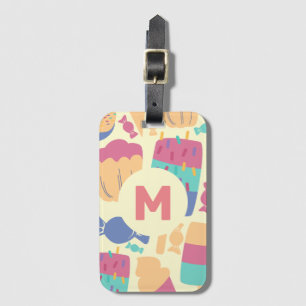 Crème en Snoep Summer Pattern Monogram Bagagelabel