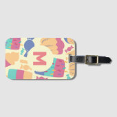 Crème en Snoep Summer Pattern Monogram Bagagelabel (Voorkant (horizontaal))