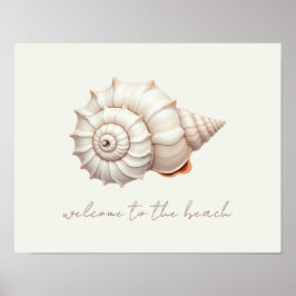 Crème en Taan Kust Zeeschelp Persoonlijk Poster