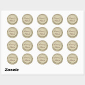 Crème en tan damask bruiloft stickers - (Vel)