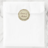 Crème en tan damask bruiloft stickers - (Tas)