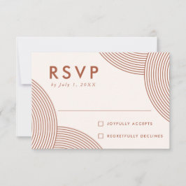 Crème en Terracotta Geometrische Wervelende Trouwd RSVP Kaartje