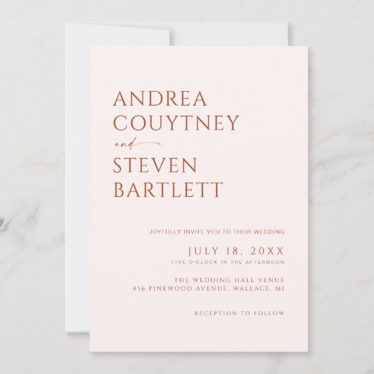 Crème en terracotta herfstbruiloft kaart (Voorkant)