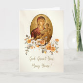 Crème en verbrand Oranje Rozen Verjaardag Kaart (Voorkant)