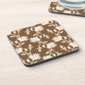 Crème en White Victoriaans Floral Pattern Bier Onderzetter (Linkerzijde)