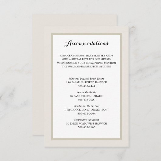 Crème en Wit | Accommodaties Informatiekaartje (Voorkant / Achterkant)