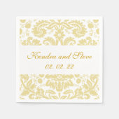 Crème en witte Damask Trouwpapier servetten (Voorkant)