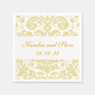 Crème en witte Damask Trouwpapier servetten