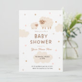 Crème en zachte schapen Baby Shower Uitnodigingen (Staand voorkant)