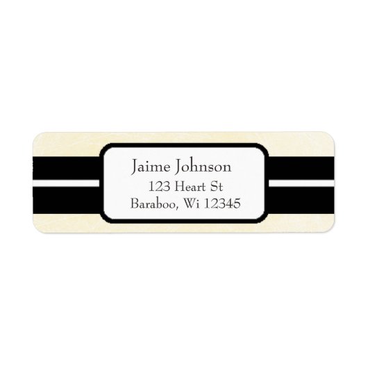 Crème en Zwart Classy Return Address Sticker (Voorkant)