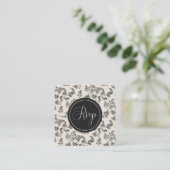  crème en zwart-Floral botanische QR-code RSVP Informatiekaartje (Staand voorkant)