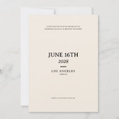 Crème en zwart moderne minimalistische bruiloft save the date (Voorkant)
