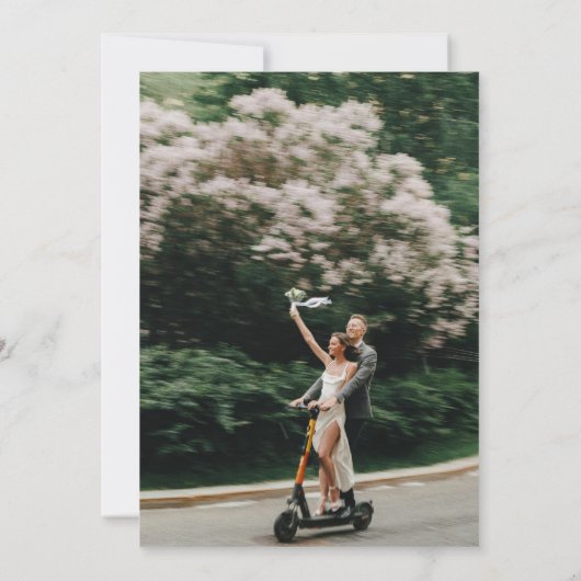 Crème en zwart moderne minimalistische bruiloft save the date (Achterkant)