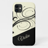 Crème en Zwart Scroll Accent Persoonlijk Case-Mate iPhone Case (Achterkant)