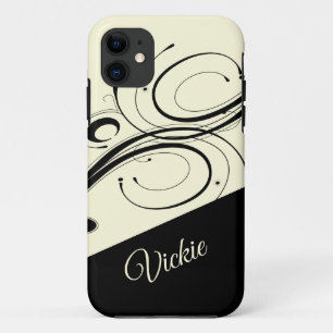 Crème en Zwart Scroll Accent Persoonlijk Case-Mate iPhone Case