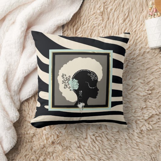 Crème en zwart zebraprint kussen (Deken)