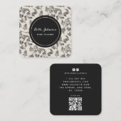 Crème en zwarte flank met plattegronden vierkante visitekaartje (Voorkant / Achterkant)