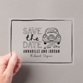 Crème en zwarte grillige hand getrokken auto acryl uitnodigingen (Insitu (Draagbaar))