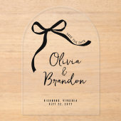 Crème en zwarte grillige hand getrokken boog acryl uitnodigingen (Voorkant)