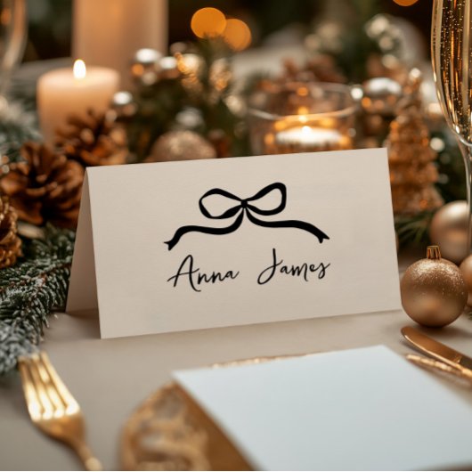 Crème en zwarte grillige hand getrokken boog plaatskaartje