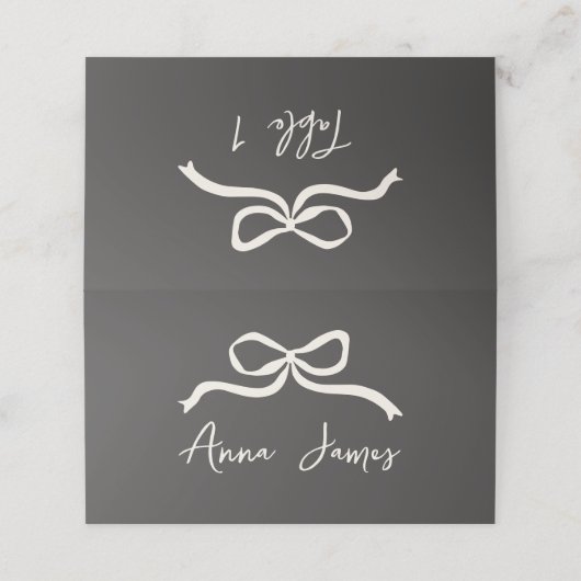 Crème en zwarte grillige hand getrokken boog plaatskaartje (Buitenkant ongevouwen)