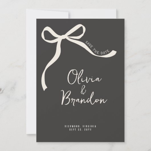 Crème en zwarte grillige hand getrokken boog save the date (Voorkant)