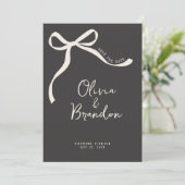 Crème en zwarte grillige hand getrokken boog save the date (Staand voorkant)