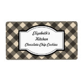 Crème en zwarte keukenlabels etiket (Voorkant)