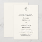 Crème en zwarte minimalistische huwelijksuitnodigi kaart (Voorkant / Achterkant)