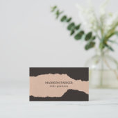 Crème- en zwarte-papierranden visitekaartje (Staand voorkant)