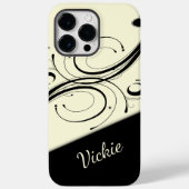 Crème en Zwarte Scroll Accent Persoonlijk Case-Mate iPhone Case (Achterkant)