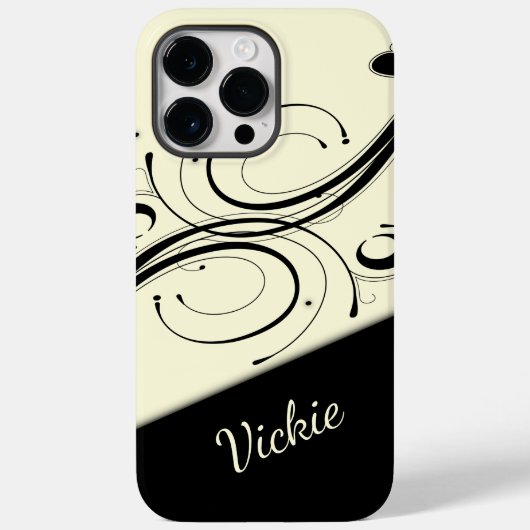 Crème en Zwarte Scroll Accent Persoonlijk Case-Mate iPhone Case (Achterkant)
