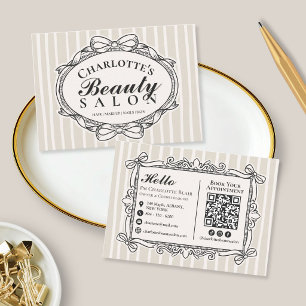 Crème en Zwarte Vintage Boog Frame Schoonheidssalo Visitekaartje