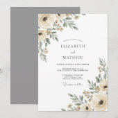 Crème Ethereal Flourish Bruiloft Kaart (Voorkant / Achterkant)