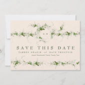 Crème Eucalyptus Krans Monogram Trouwfoto Save The Date (Voorkant)