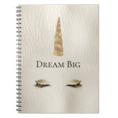 Crème Faux Leather Gold Sparkle Glam Eenhoorn Notitieboek (Voorkant)
