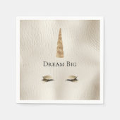 Crème Faux Leather Gold Sparkle Glam Eenhoorn Servet (Voorkant)