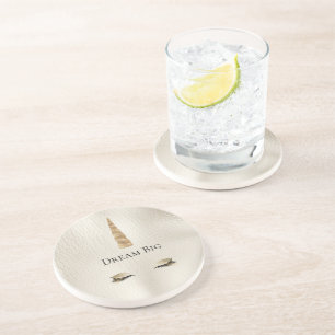 Crème Faux Leather Gold Sparkle Glam Eenhoorn Zandsteen Onderzetter