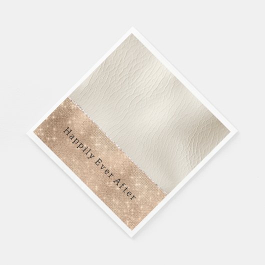 Crème Faux Lederen Champagne Sparkle Servet (Hoek)