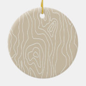 Crème Faux Wood monogram Keramisch Ornament (Achterkant)