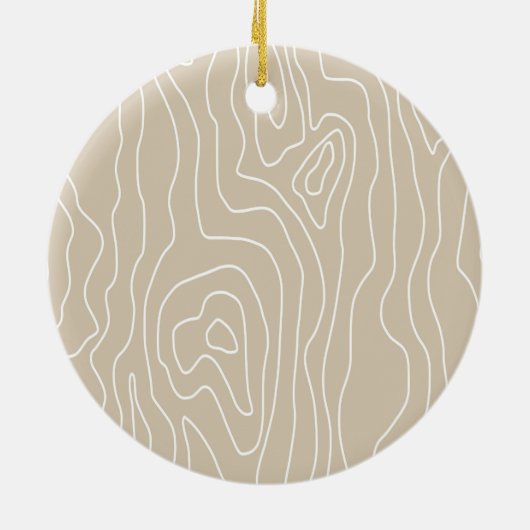 Crème Faux Wood monogram Keramisch Ornament (Achterkant)