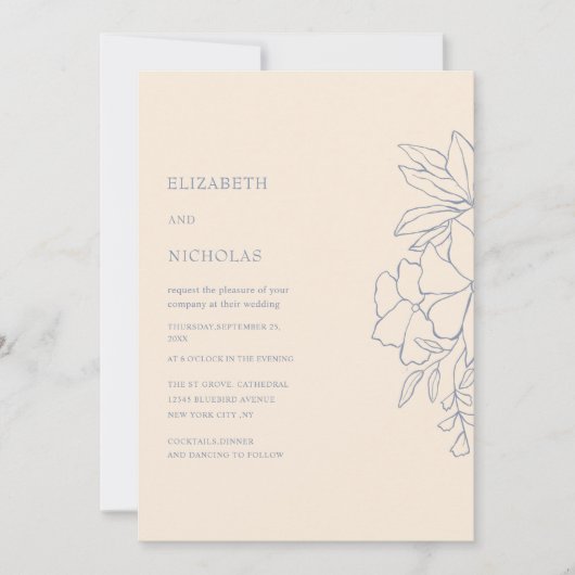 Creme Floral Digitale sjabloon huwelijksuitnodigin Kaart