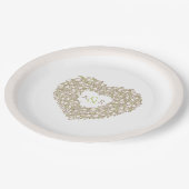 Crème flower bruiloft tulpen hart bouquet monogram papieren bordje (Gekanteld)