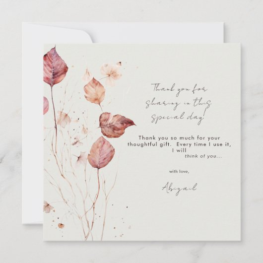 Crème fluistert van Herfst Vrijgezellenfeest Dank Kaart (Achterkant)