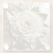 Crème Folie Roos Square Glass Onderzetter (Achterkant)