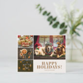 Creme Foto Collage Nieuwjaars Kerstgroet Feestdagenkaart (Staand voorkant)