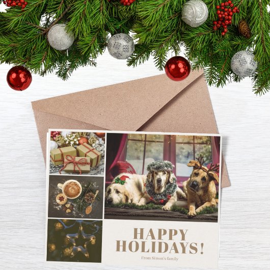 Creme Foto Collage Nieuwjaars Kerstgroet Feestdagenkaart