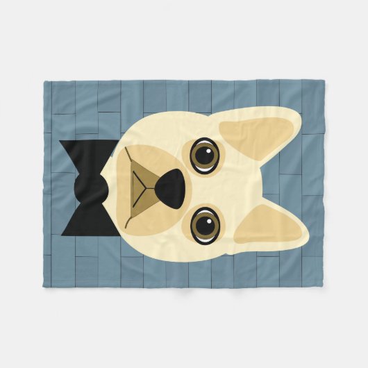 Crème Franse Bulldog, Blauwe baksteen Fleece Deken (Voorkant (Horizontaal))