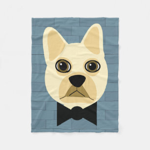 Crème Franse Bulldog, Blauwe baksteen Fleece Deken